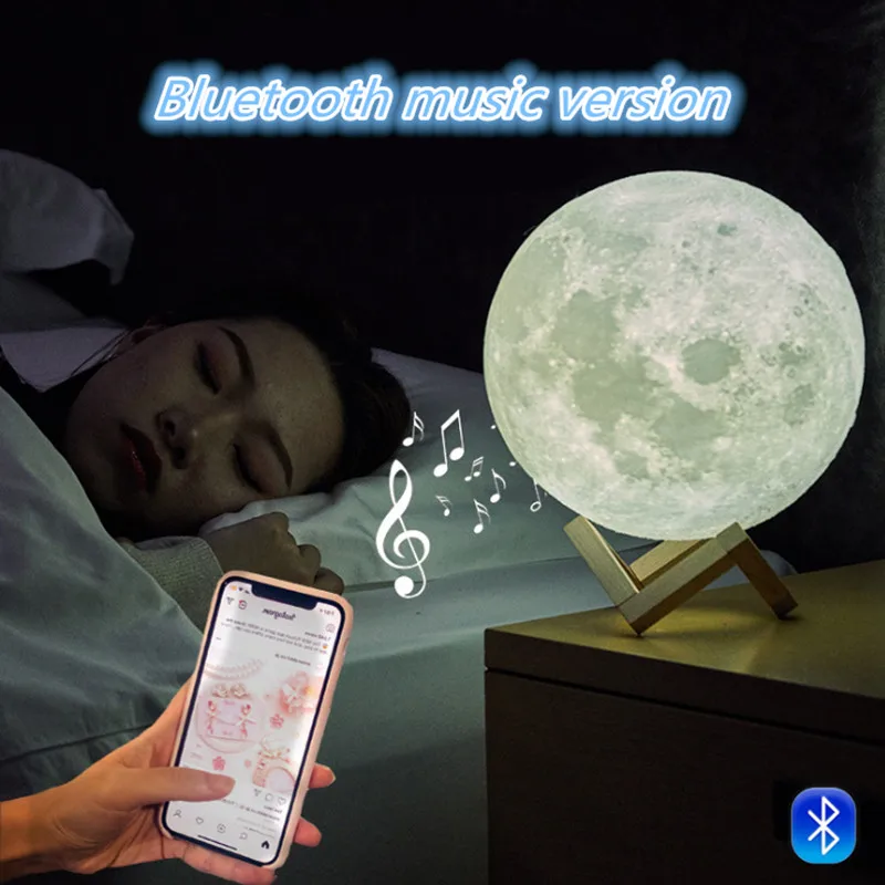 Night Bedside Moon Light USB Music Bluetooth Sensor Touch 16 Colors Remote Control PVC LED For Birthday Holiday Housewarming