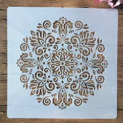 Molde redondo de mandala floral diy, modelo decorativo de 30x30cm para parede, pintura em relevo para scrapbook