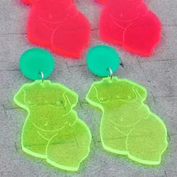 FishSheep Neon Color Naked Body Acrylic Earrings Transparent Fluorescence Round Oval Drop Earrings Women 2024 Fashion Jewelry