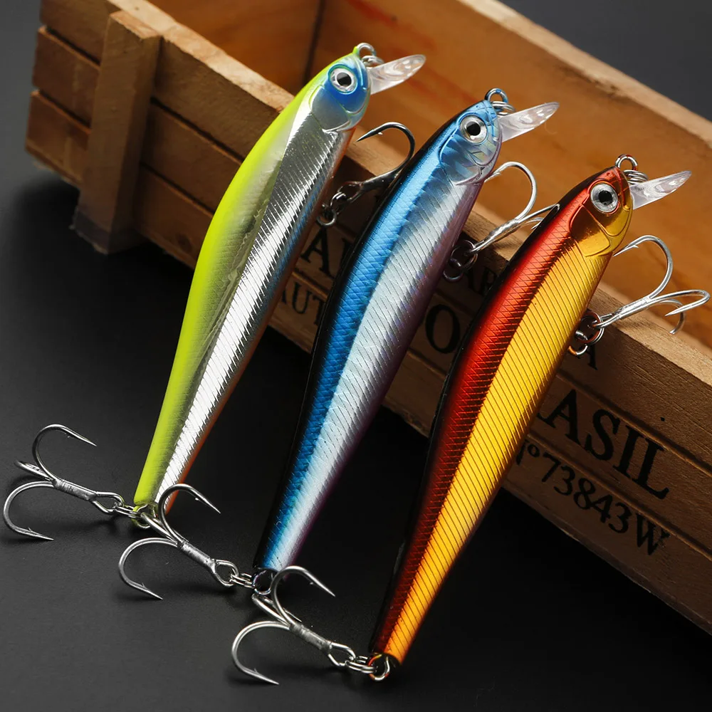 JOHNCOO Fishing Lure Minnow Swimbait Artificial Bait Hard Bait Wobbler 95mm 11.5g Slow Sinking 3D Fisheyes 2 Hooks