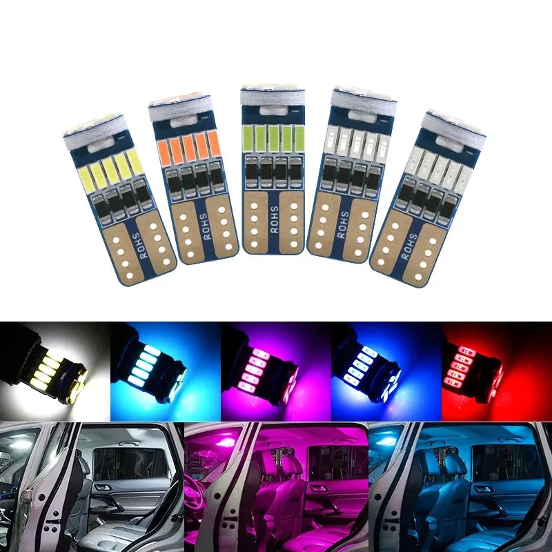 2pcs Error Free T10 W5W 194 4014 15 SMD Car Led Diode Interior Reading Lamp License Plate Light 12V Bulb For Auto Blue White