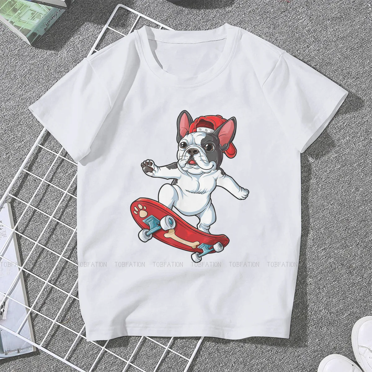 Skateboard Dog Female Shirts French Bulldog Frenchie Dog Vintage Women Clothing Harajuku Casual Feminine Blusas