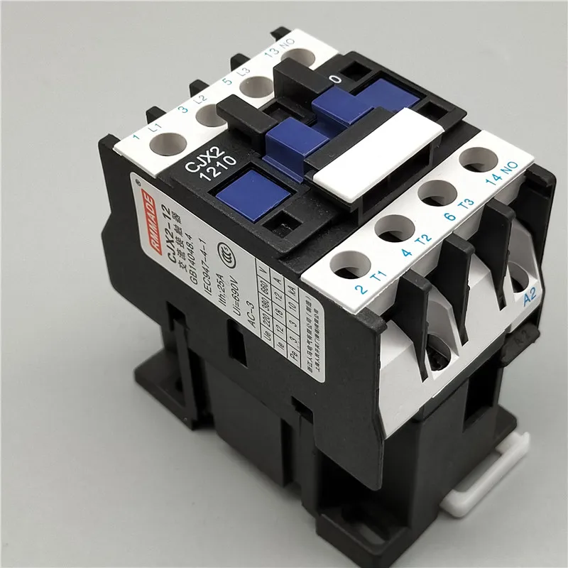 3 Phase Motor Magnetic Contactor Relay 12A 3P 3 Pole 1NO AC 24V 110V 220 Volts 380V Coil CJX2-1210 35mm Din Rail Mounting