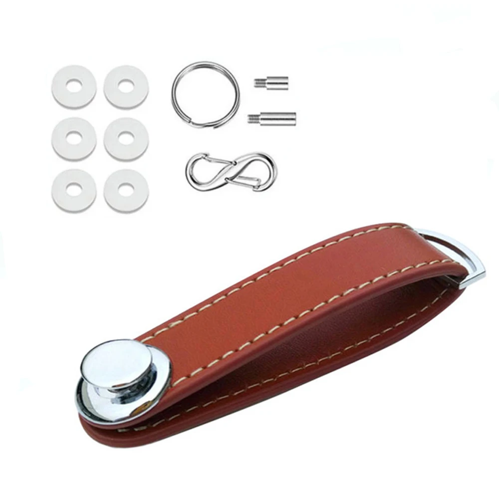 1PC Car Key Pouch Bag Case Wallet Holder Chain Key Wallet Ring Collector Housekeeper Pocket Key Organizer Smart Leather Keychain