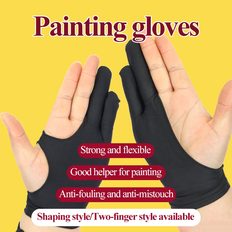 Two-fingers/Shaped Style Antifouling Gloves for Any Graphics/Table/Drawing Free Size Both for Left and Right Hand Drawing Gloves