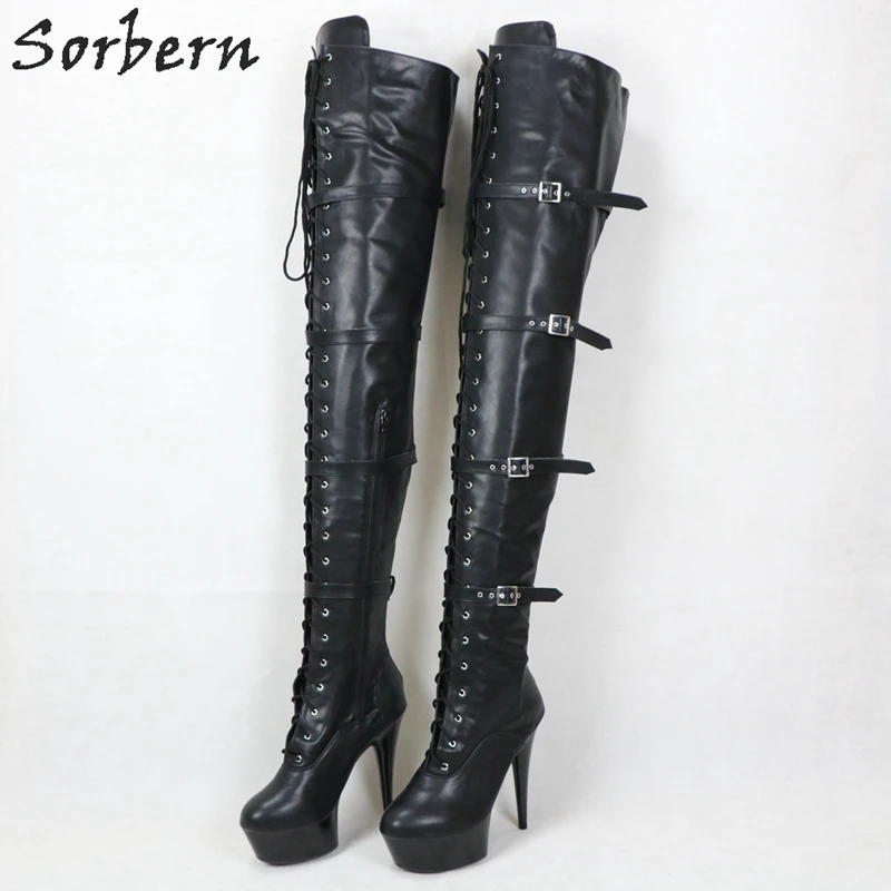 Sorbern 75Cm Crotch Thigh High Long Boot Women Purple Shoes High Heels Bed Footwear Size 10 Spring Booty Fetish Heels Platform