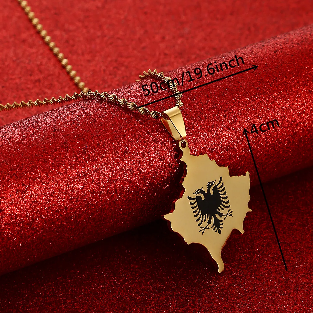 Kosovo Map Albania Eagle Pendant Necklaces for Men Women Jewelry Ethnic Gifts