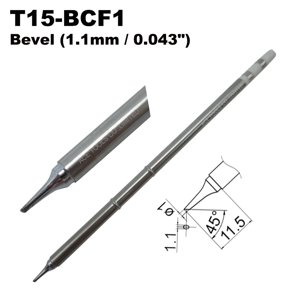 5 PCS T15-BCF1 Bevel Replace Soldering Tip for HAKKO FM-203 FM-204 FM-206 FX-951 FX-950 FX-952 FX-9501 FM-2028 FM-2027 FM-2021