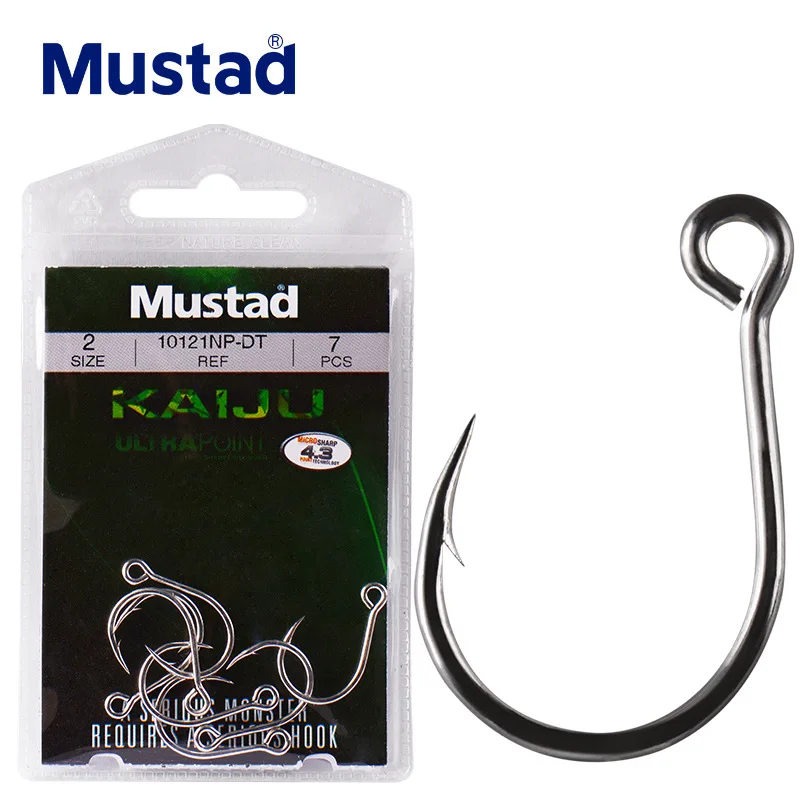 1pack Mustad KAIJU 10121NP-DT size8-size8/0 Fishing Hooks High Carbon Steel Barbed Jig Hook Bait Lure Sea Fish Snake Anzol Pesca