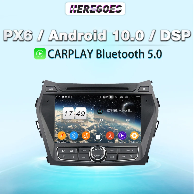 

Carplay PX6 DSP Android 10.0 64G+4G Car DVD Player GPS Navigation Car Radio RDS Stereo Audio For Hyundai IX45 Santa Fe 2013 2014