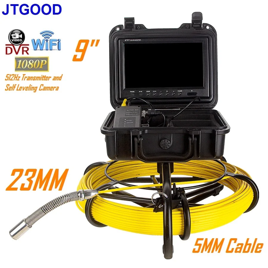 

9 Inch 5MM Cabs DVR Self-Leveling Built-in 512Hz Transmitter Sonde for Pipe Location Endoscope,23mm Drain Pipe Inspection Camera