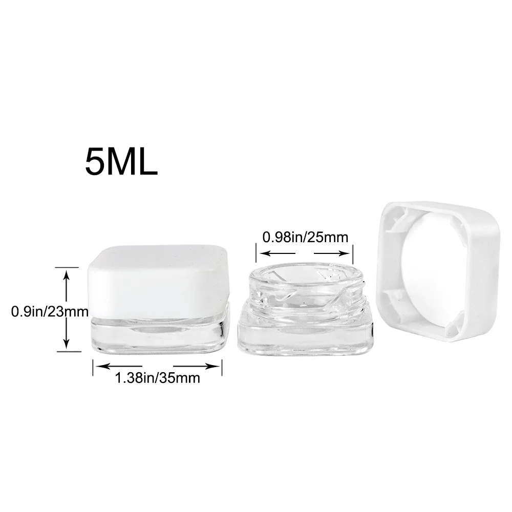 Child Prevention Misopening Pressure Spinning Cover Cream Bottle with White Square Plastic Cap 5ml Cosmetics Empty Vials 10Pcs