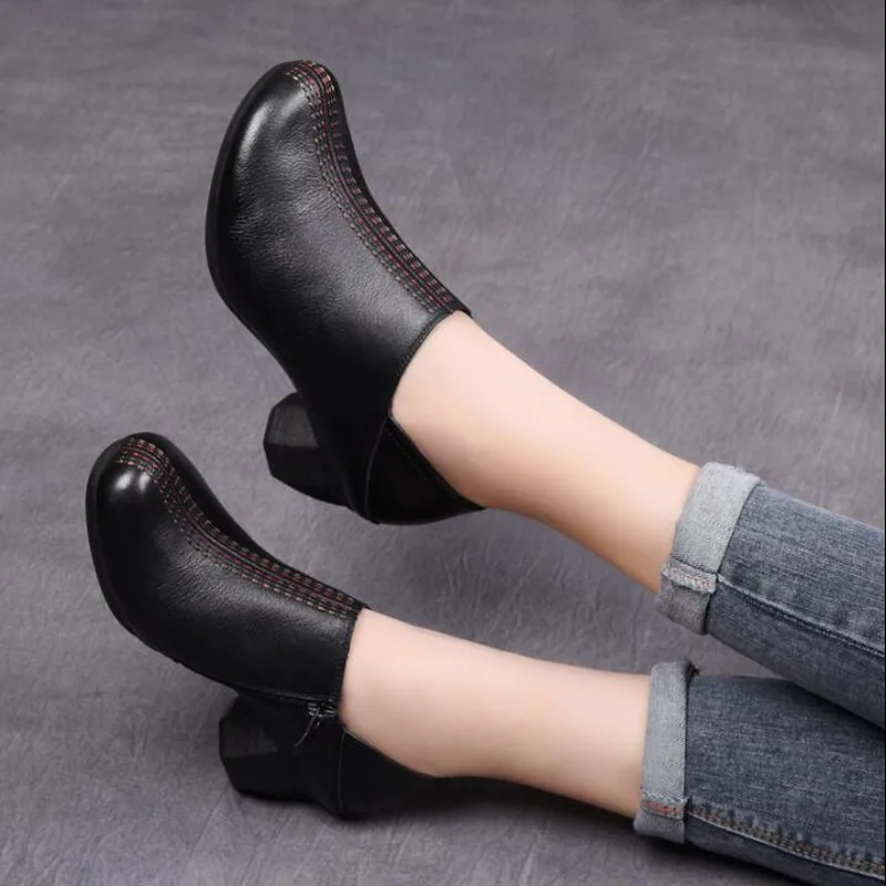 

2021 Spring Genuine Leather Women Pumps High Heels Shoes For Women Female Soft Autumn Handmade Office Shoes