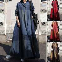 ZANZEA 2023 Vintage Button Shirt Dress Women's Autumn Sundress Long Sleeve Maxi Vestido Female Casual Bagyy Robe Femme
