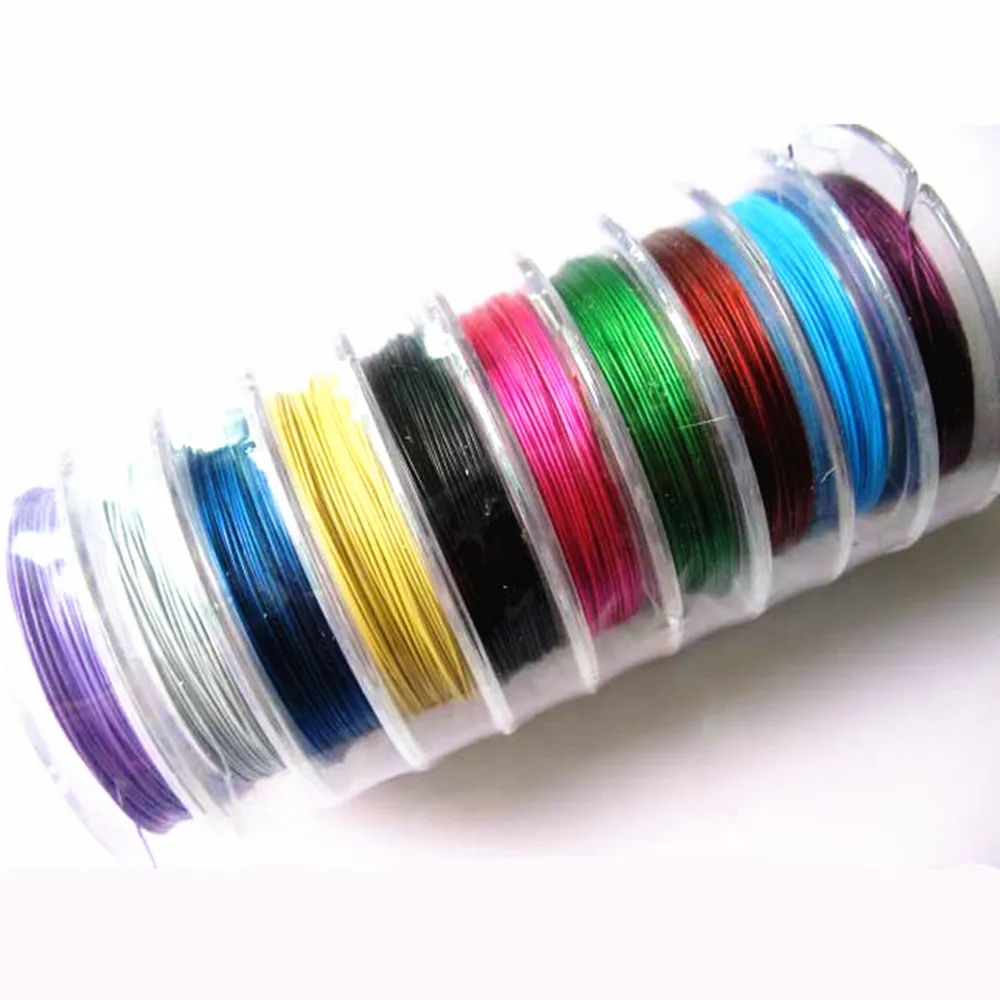 NEW 100 Meter Silver/Mixed Steel wire Nylon coating Tiger Tail Beading Wire/0.38