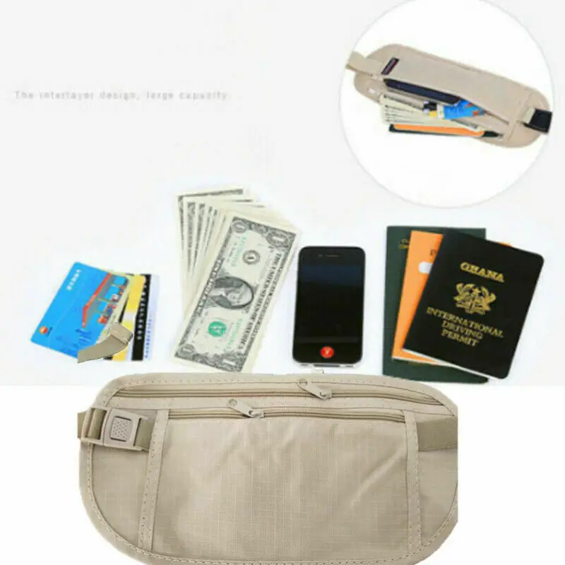 Waterproof Travel Sports Bag Pouch Hidden Wallet Slim Secret Passport Money Waist Belt Bag Slim Secret Security Storage Bags