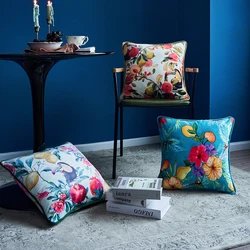 Flowers Birds Printed Velvet Cushion Cover Plants Fruits Pillow Case Soft AnimalNo Balling-up Without Stuffing