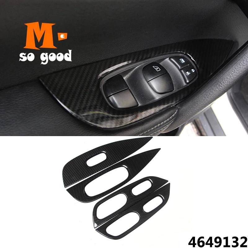 For Nissan X-Trail XTrail T32 Rogue 2014-2020 Accessories Carbon Fibre Car Inner Door Armrest Window Glass Lift Button Cover