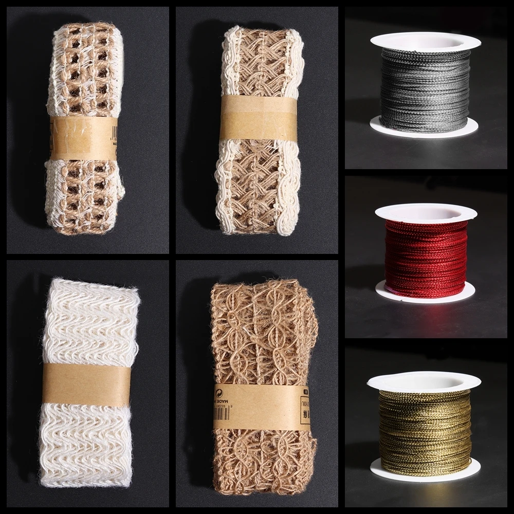 Hemp rope woven belt clothing accessories Gold thread Silver thread shoes and hats clothing Lace Festival decoration DIY Ribbon