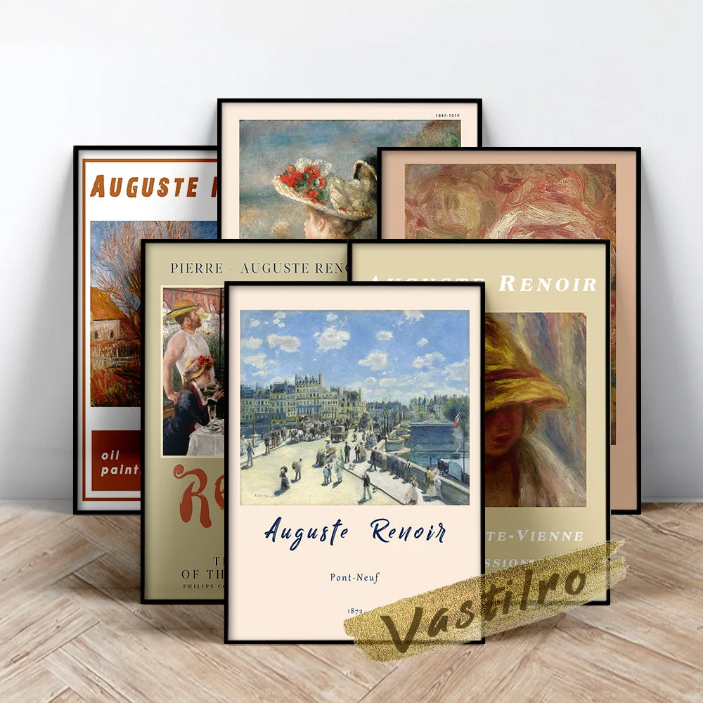 Auguste Renoir Exhibition Poster, Auguste Pont Neuf Oil Painting, Renoir Luncheon Of The Boating Party Wall Picture, Idea Gift