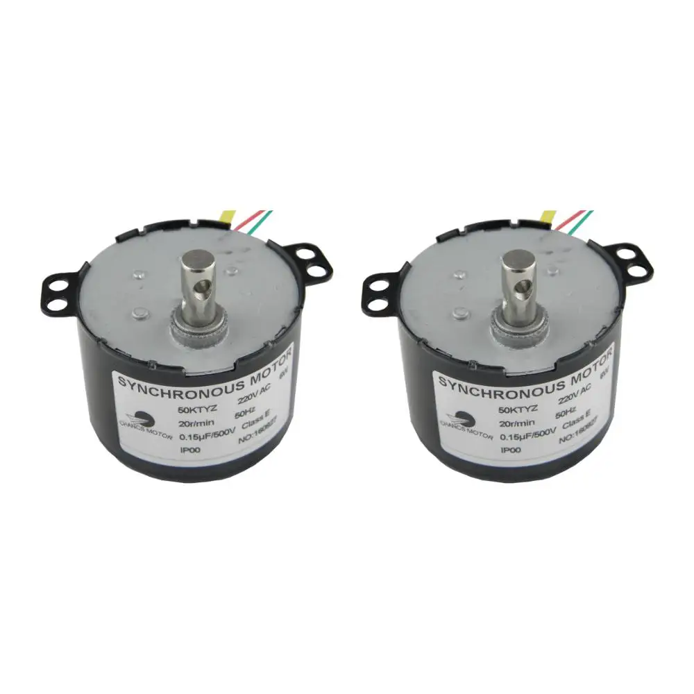 

CHACNS Slow Speed Electric Motor Metal Geared for Rotisserie Turntable 50KTYZ 220V 20RPM Synchronous Geared Motor 2PCS