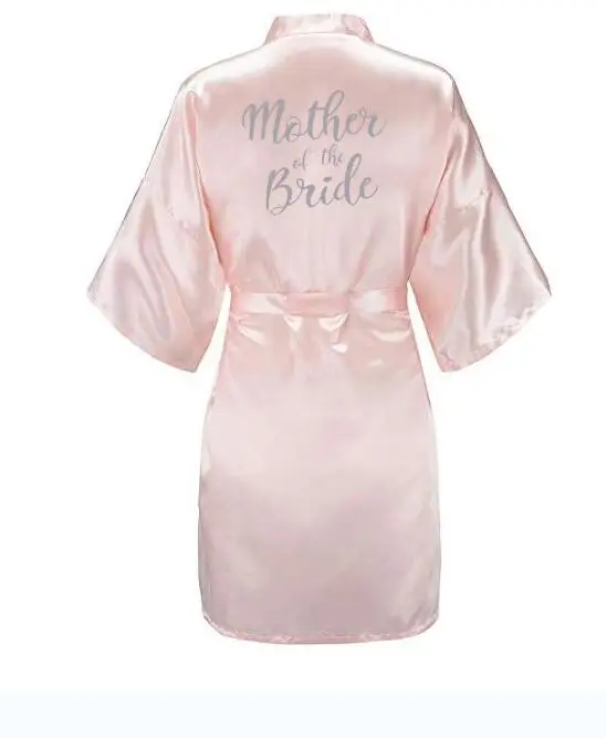 Blush Satin Silk Robes Letter Wedding Bath Robe Maid of Honor Bridesmaid Bride Dressing Gown Summer Women Clothes Skirt