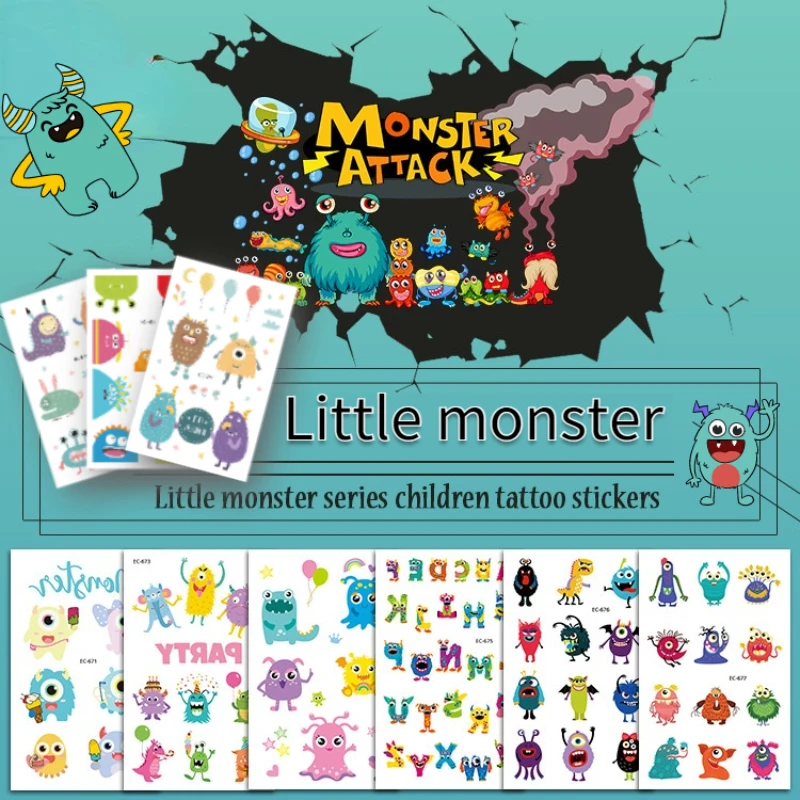 Waterproof Children Stickers Little Monster Atmosphere Funny Children Fun Cartoon Tattoo Stickers Dress Up Face Stickers