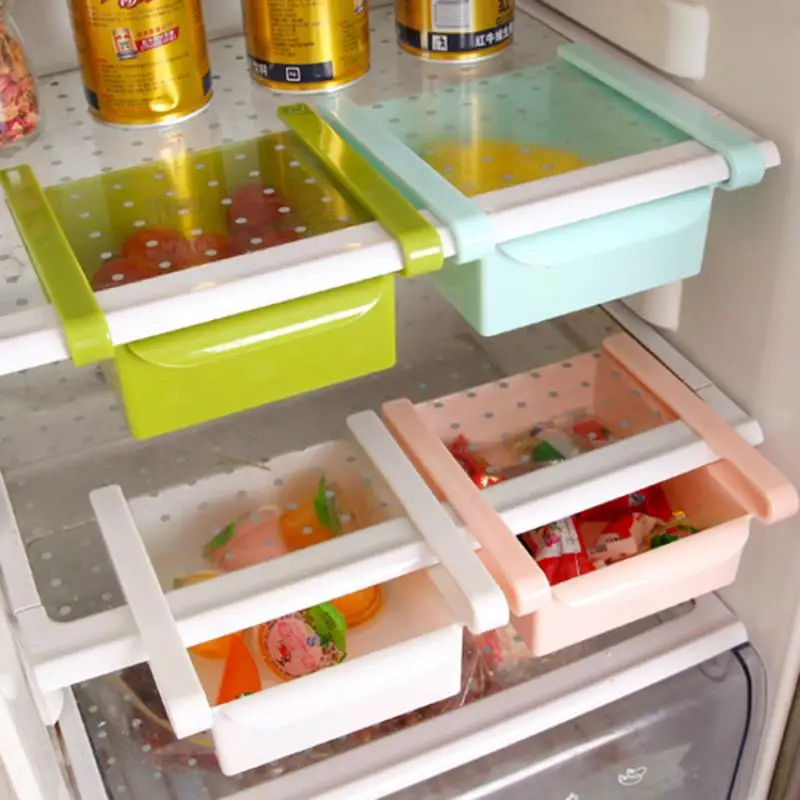 Kitchen Fridge Storage Box Slide Fridge Drawer Clear Freezer Organizer Refigerator Storage Rack Space Saver Kitchen Accessories