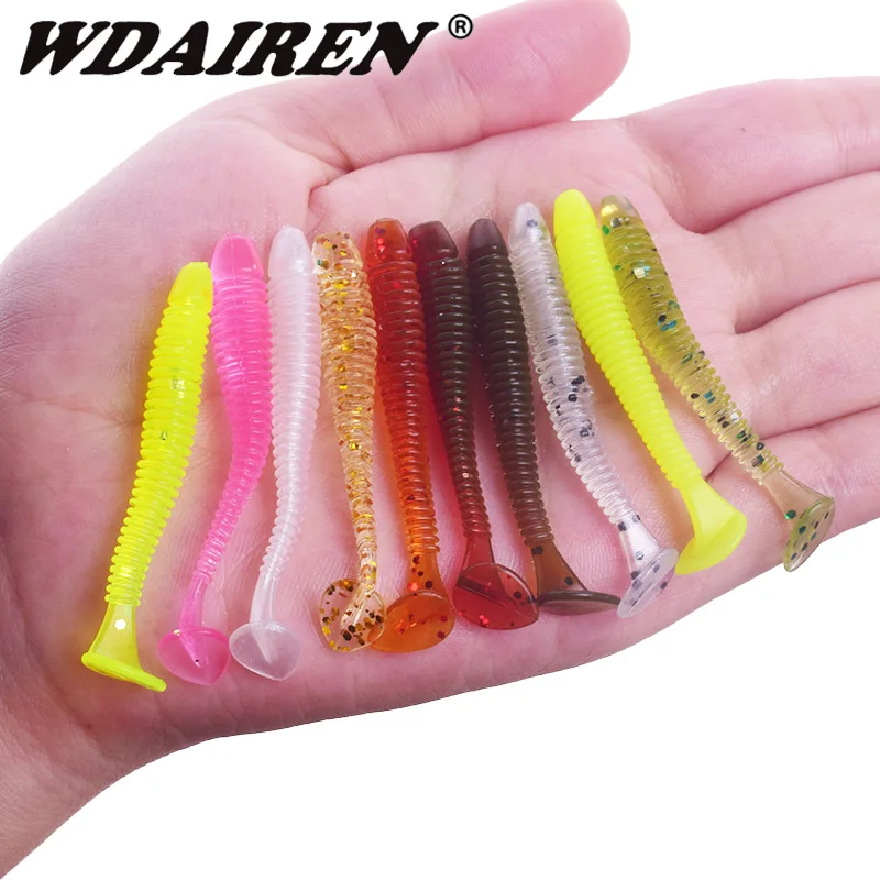 10 sztuk/partia Fishing Spiral Worm miękkie przynęty 4.8cm 0.8g Bass Jig Wobblers Swimbaits silikonowe sztuczne przynęty Carp Pike Tackle Pesca — zdjęcie 4