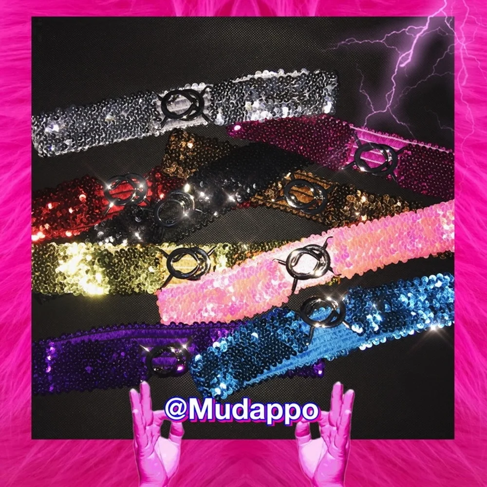 

Y2k Shining Sequins Belt 90s Cool Girl Elastic Belt Luxury Classy Rhinestone Belt Shiny Vintage Accessories