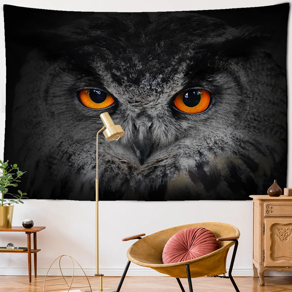 3D Owl Totem Tapestry Wall Hanging Horror Ferocious Witchcraft Psychedelic Bohemian Bedroom Decoration Home Decor