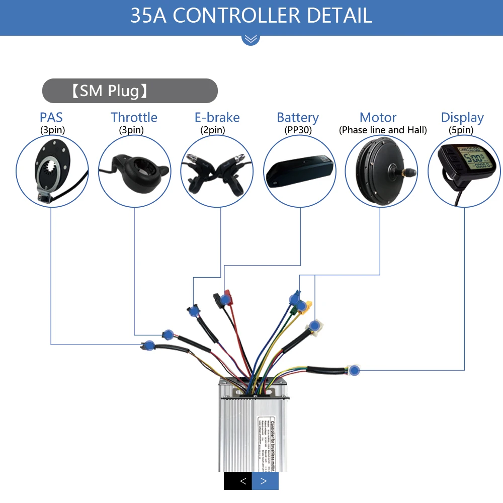 Electric bicycle Controller 48V Speed Controller For Bushless Motors 48V 1500W 35A KT controller Electric Bike Conversion Kits