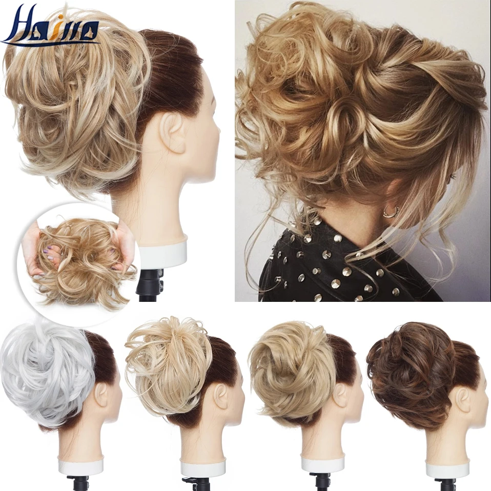 

1 Piece Fluffy Messy Hair Big Bun Scrunchies For Women Rubber Band Hair Extension Synthetic Ombre Elastic Updo Chignon Hairpiece