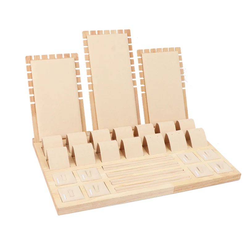 Set For Women Counter Jewelry Stand Fashion Wood Green Earring Necklaces Display Stand Pendant Hanger Jewellery Display Props