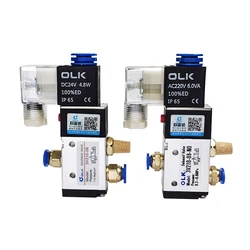 3V210-08 Pneumatic Electric Solenoid Valve 3 Way 2 Position Control Air Gas Magnetic Valve 12V 24V 220V Coil Volt Hose Fittings