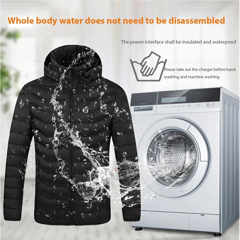 2022 New Men Winter Warm USB Heating Fleece Jackets Parkas Men Smart Thermostat Detachable Hooded Heated Waterproof Jacket Men