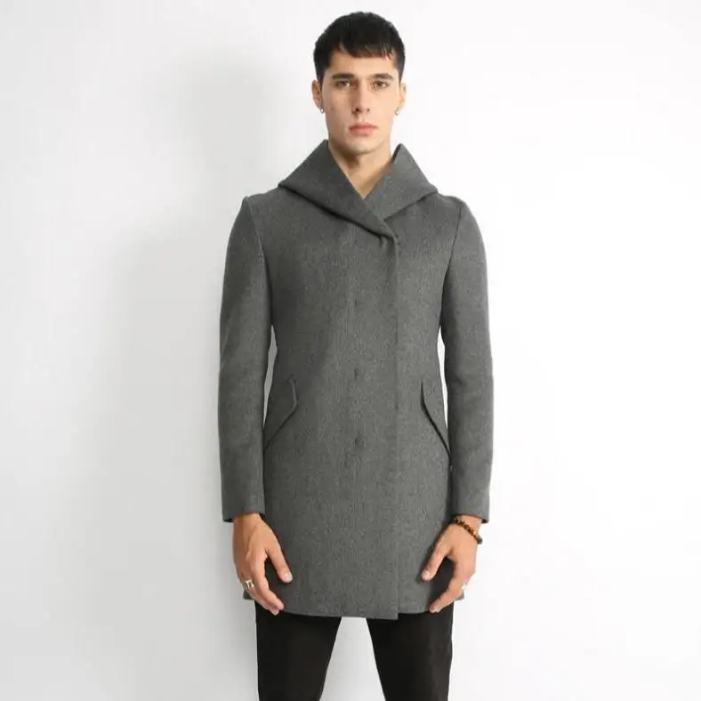 Hot 2020 winter new High quality woolen in the long men's wool jacket Korean version Slim hooded trend FashionTrench coat