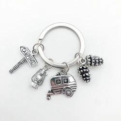 New Camping Keychain Trailer, RV Caravan Campground Key Chain, Nature Outdoors, Summer Vacation, Snowbirds Keyring Souvenir