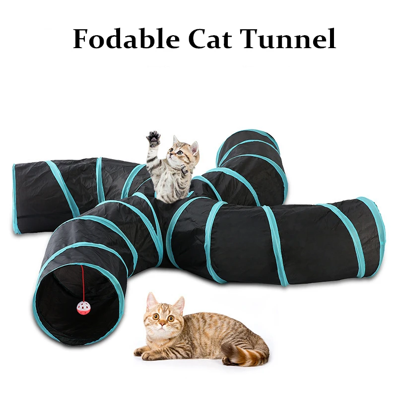 Foldable Pet Cat Tunnel Toy 5 Holes Indoor Outdoor Pet Cat Training Toys for Cat Rabbit Animal Play Tunnel Interactive Tube Toy