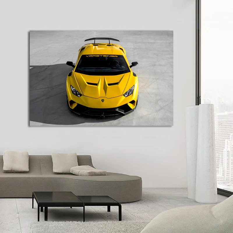 Canvas painting wall hanging art car Aventador Huracan yellow car Supercar canvas posters and prints modern home decorations