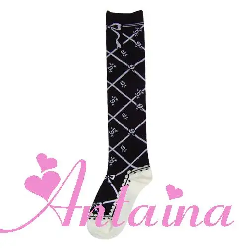 lolita socks with beautiful flowers and black and white pink  female Lolita socks japanese Sweet Kawaii Girl Tea Party cos