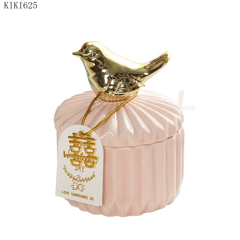 Nordic Golden Animal Ceramic Storage Jar Wedding Holiday Chocolate Candy Jar Dressing Table Jewelry Storage Box Home Decoration