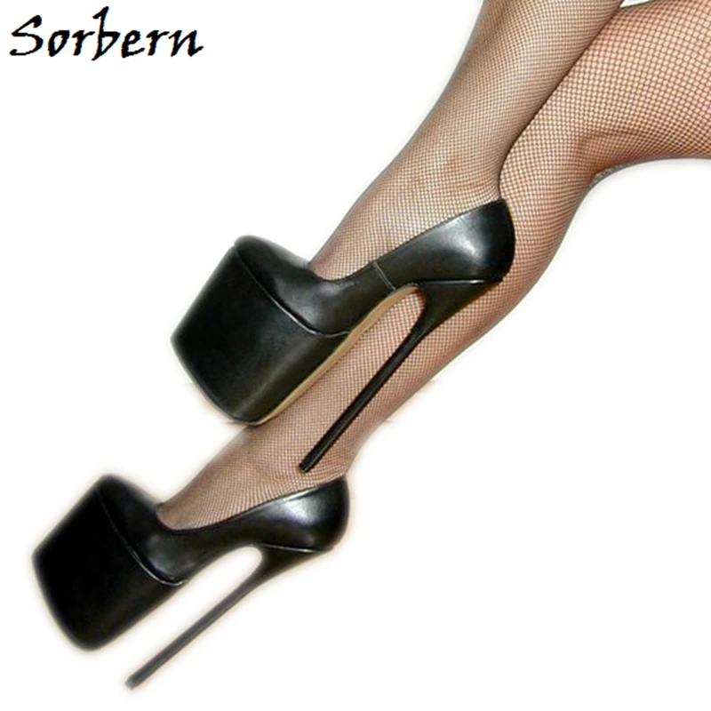 Sorbern Sexy 22Cm High Heel Pump Women Real Leather Platform Shoes Lady Of Heels For Women Crossdressers Sissy Boy Fetish Arch