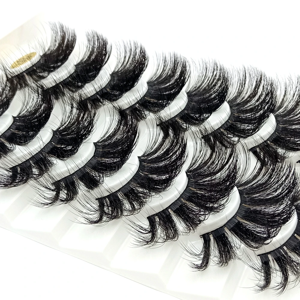 HBZGTLAD 8 Paare 25 mm lange 3D-Nerzwimpern, natürliche, lange, künstliche Wimpern, dramatisches Volumen, falsche Wimpern, Make-up-Verlängerungswimpern – Detail 35