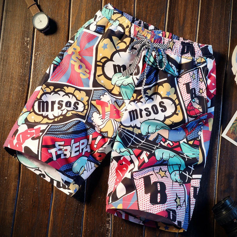 Men Casual Shorts Printed Summer Loose Chic Knee Length Plus Size 4XL Mens Korean Style Harajuku Quick Drying Couples Ulzzang
