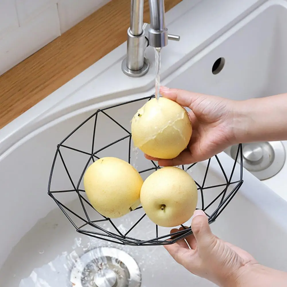 Iron Fruit Tray Kitchen Storage Basket Table Candy Bowl Home Decor Organizer