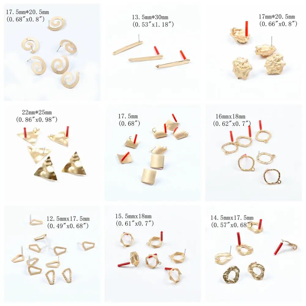 1lot 6pcs Planted Stainless steel Earring Stud,Post Earrings With Wavy round Shape Connector Charm,Finding,