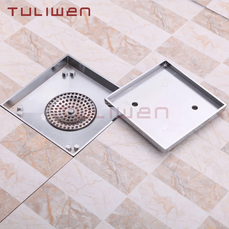15 centimetri Quadrati In Ottone Scarico A Pavimento Invisibile Drainer Doccia Rifiuti
