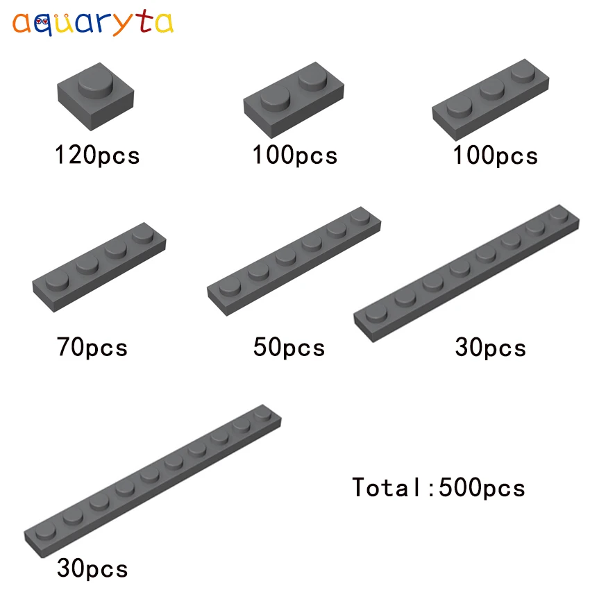 Aquaryta Building Block Part Dark Gray 500pcs/bag Plate Compatible with 3024 3023 3623 3710 3666 3460 Creativity Toy for Child