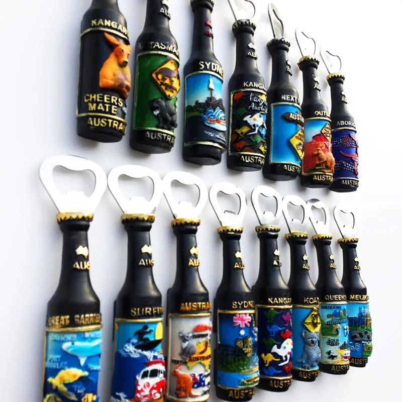 

Oceania Australia 3D Winebottle ​Landmark Refrigerator Magnets Bottle Opener Fridge Magnetic Decoration Articles Souvenirs